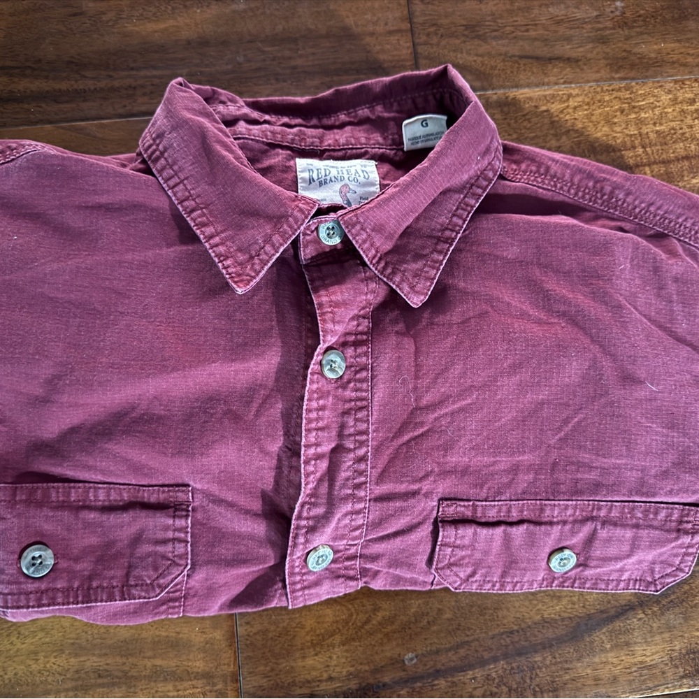 Red Head Brand Co. Burgundy Long Sleeve Button Up Shirt‎ Men's Size L